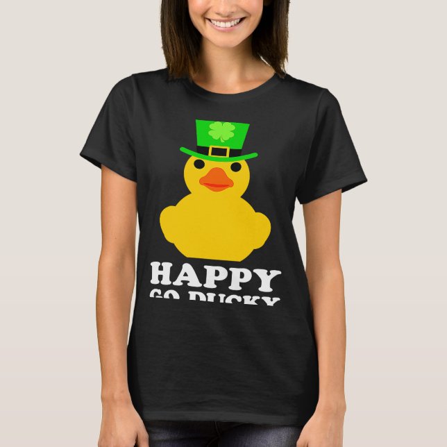 Camiseta Funny Yellow Rubber Duck Leprechaun Hat St Patrick (Frente)