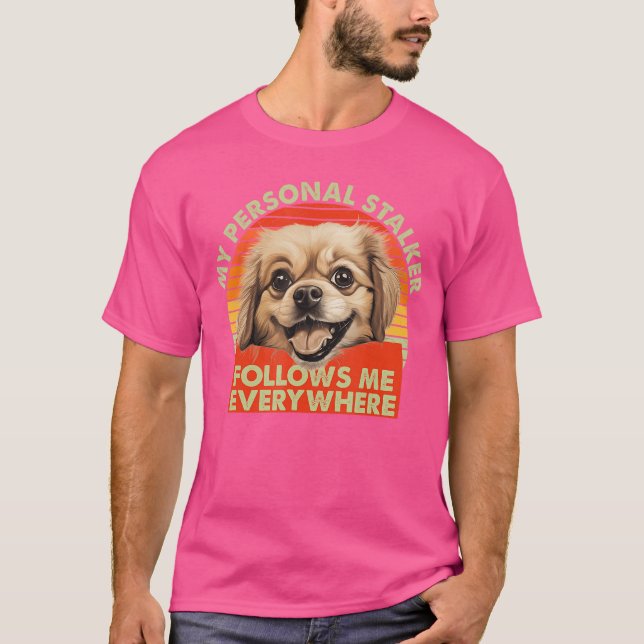 Camiseta Funnyibetan Spaniel Dog Breed Owner Pet Follows Me (Frente)