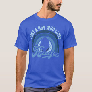 Camiseta Funy Quote Just A Boy Who Loves A Bugs Blue 80s bo