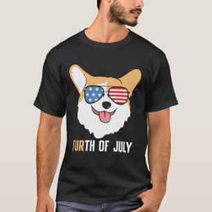 Camiseta FUR 4 De Julho Corgi Dog American Flag Sunglas
