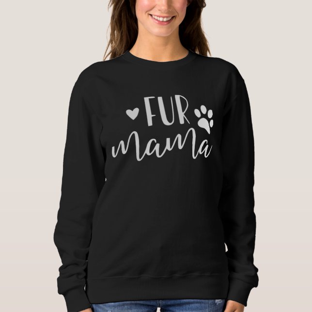 Camiseta Fur Mama with Paw Print  White Text (Frente)