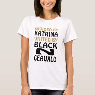 CAMISETA FURACÃO KATRINA PRETA E NAÇÃO DO WHO DAT DO OUR