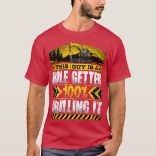 Camiseta Furador de escavador de máquinas pesadas e engraça
