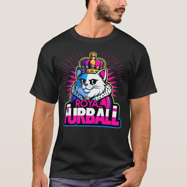 Camiseta Furball Real - Gato Rico com Coroa (Frente)