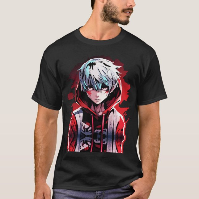 Camiseta Fúria do Anime: Design de Jovem Irritado (Frente)