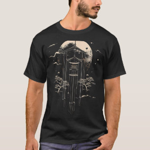 Camiseta Furin Wind Chimes Arte Japonesa Monte Fuji Minimal