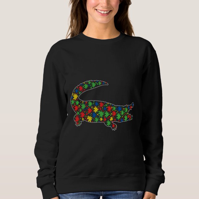 Camiseta Furioso Alligator Animais de Quebra-cabeça de Peça (Frente)