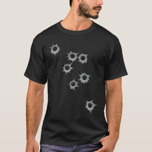 Camiseta Furo de Bala Falso Roupa Divertida Design Gráfico