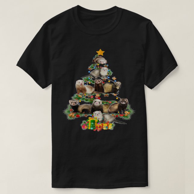 Camiseta Furões Engraçados Árvores de Natal Furões Por Xmas (Frente do Design)