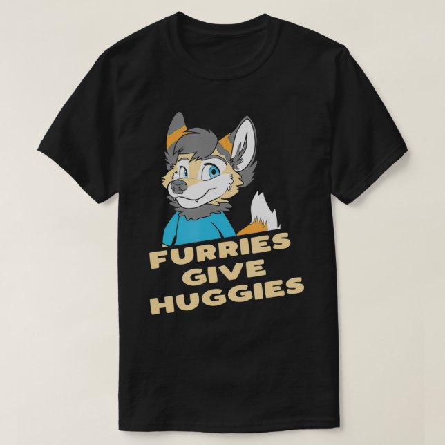 Camiseta Furries Dão Huggies Furry Hug Engraçada Bonita Ow  (Frente do Design)