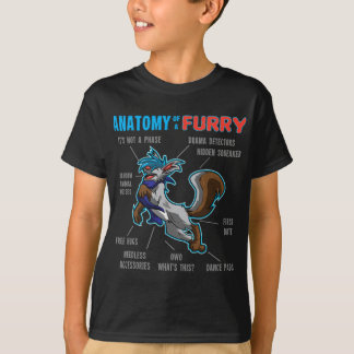 Camiseta Furry - Anatomia de um Furry - lobo de desenho ani