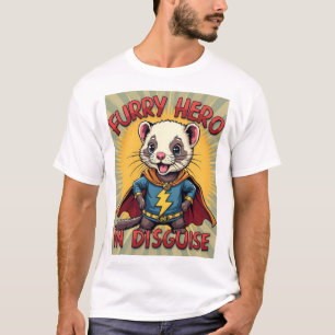 Camiseta Furry Hero em disfarce - Super Ferret Comic Tee