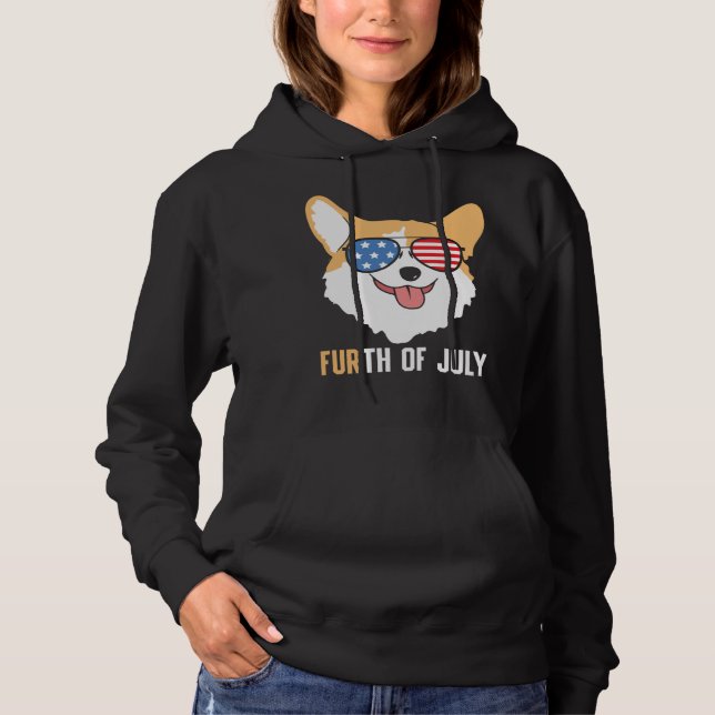 Camiseta FURth 4th Of July Corgi Dog  American Flag Sunglas (Frente)