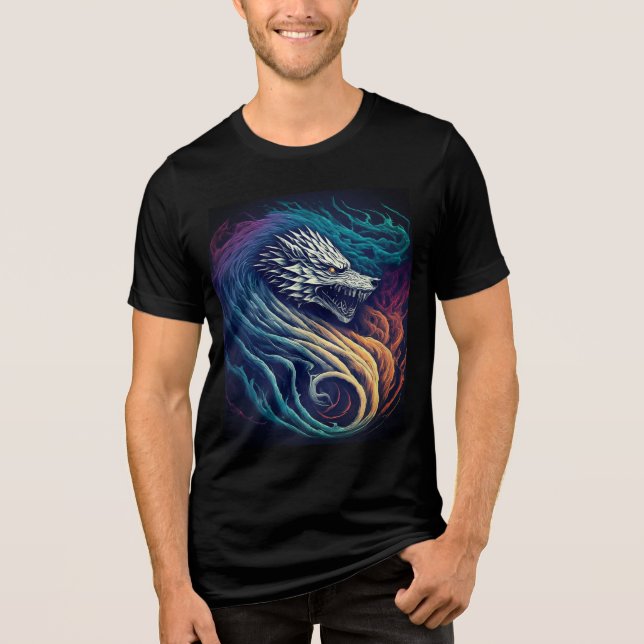 Camiseta Fury Dragon Vibrant: Cores Negrito, Design Epic" (Frente)