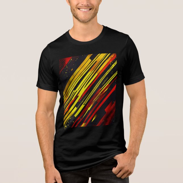 Camiseta "Fusão Dinâmica: Camadas Desportivas Abstrato Verm (Frente)