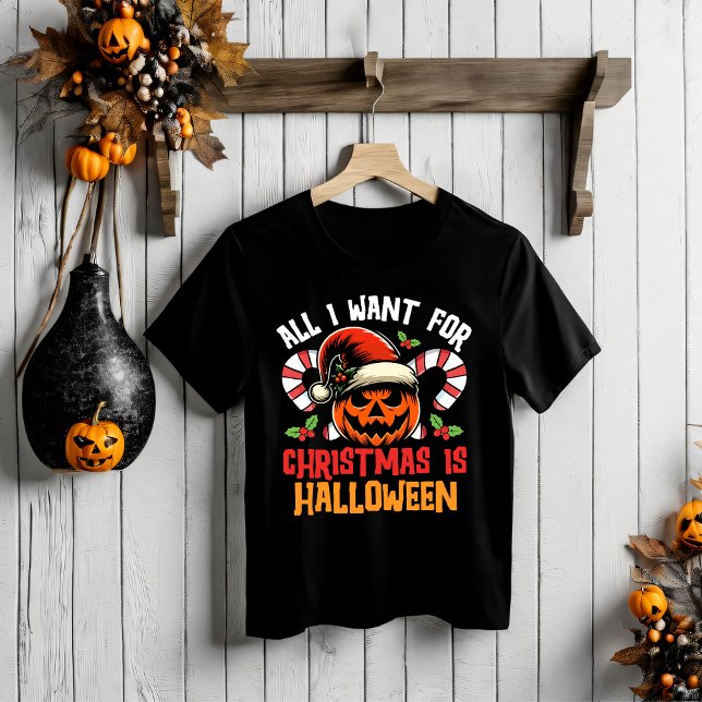 Camiseta Fusão Festiva Divertida: Halloween Reúne Natal (Criador carregado)