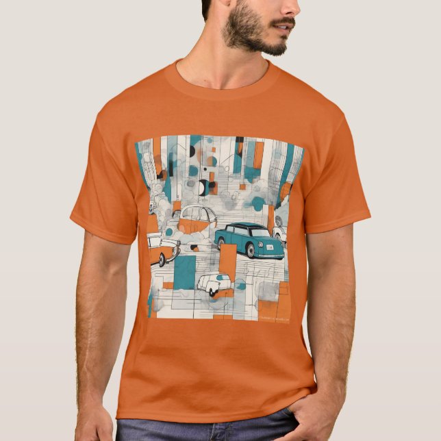 Camiseta Fusão Geográfica: Impressão de Gráfico Moderno - C (Frente)