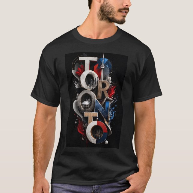 Camiseta Fusão Urbana de Toronto Tipografia 3D (Frente)