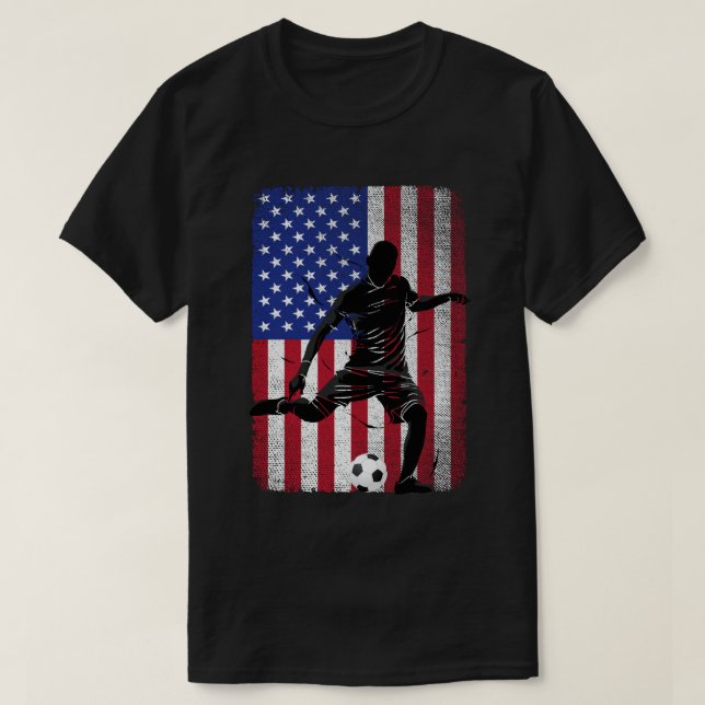 Camiseta Futebol 4 de julho Patriótico bandeira americana (Frente do Design)