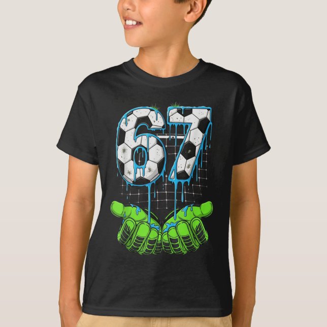 Camiseta Futebol 67 Seis Sete Funny Gen Alpha Meme Drip  (Frente)