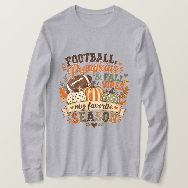 Camiseta Futebol, Abóboras e Vibrações de Outono  (Frente do Design)