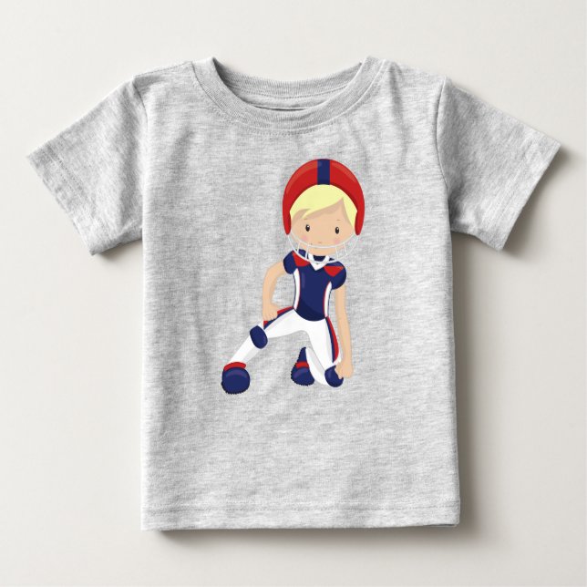 Camiseta Futebol Americano, Menino Bonito, Cabelo Loiro, Ru (Frente)