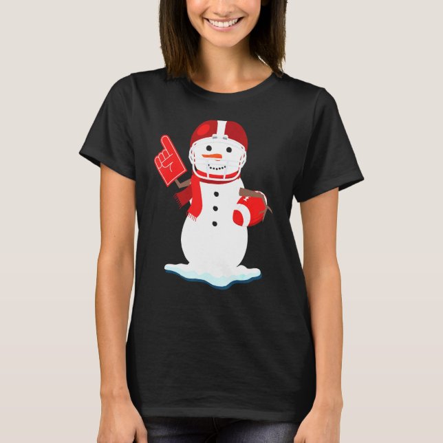 Camiseta Futebol americano Snowman Cute Rugby (Frente)