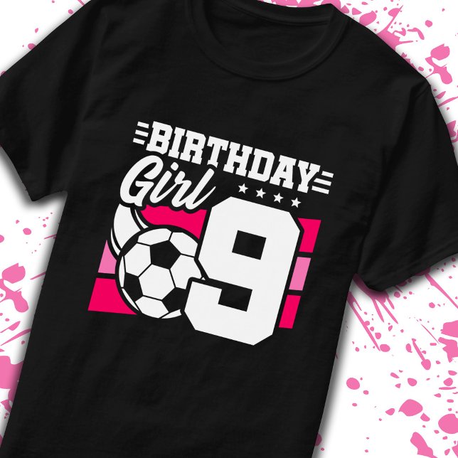 Camiseta Futebol Aniversário de 9 Anos Rapariga 9º Aniversá (Criador carregado)
