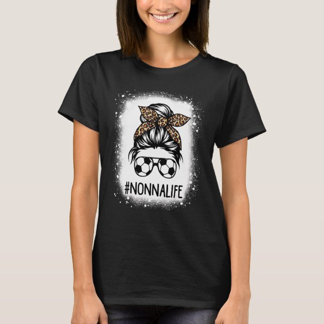 Camiseta Futebol Branqueado Nonna Life Leopard Messy Bun Mo (Frente)