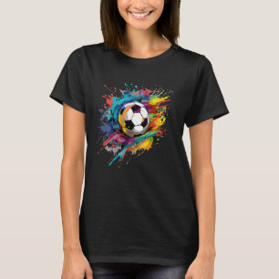 Camiseta Futebol Colorido de Futebol Ball Splash Art