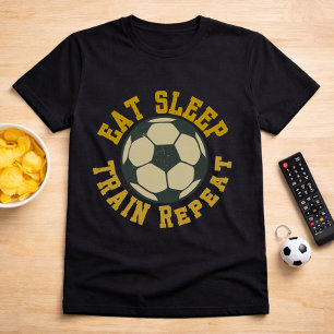 Camiseta Futebol Comer Dormir Treinar Repetir Citação
