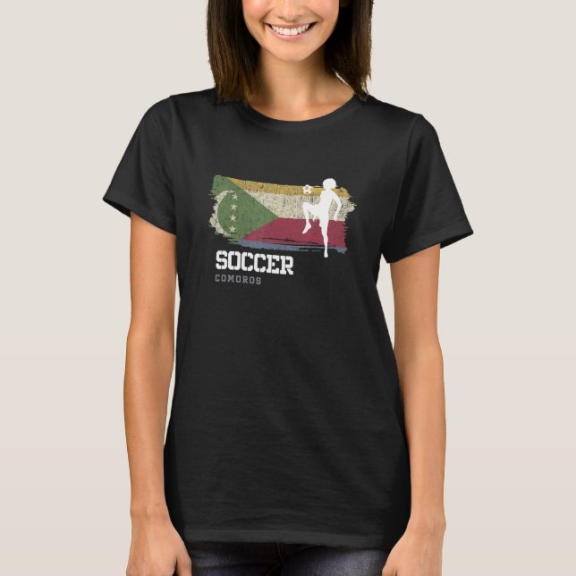 Camiseta Futebol Comores Bandeira Mulheres Jovens Futebol M (Frente)