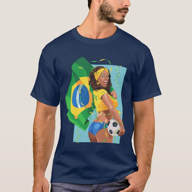 Camiseta Futebol da bola de futebol de Brasil (Frente)