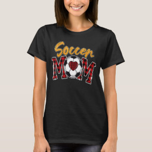 Camiseta Futebol da Xadrez Vermelha Mãe Dia de as mães Feli