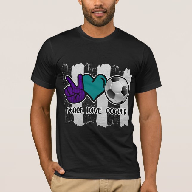 Camiseta Futebol de amor à paz em branco e preto (Frente)