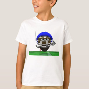 Camiseta Futebol de animação engraçado num capacete