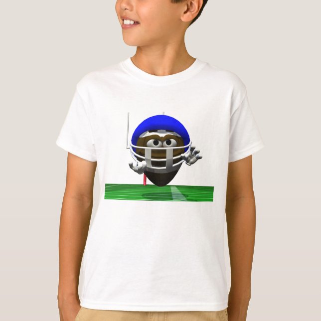 Camiseta Futebol de animação engraçado num capacete (Frente)