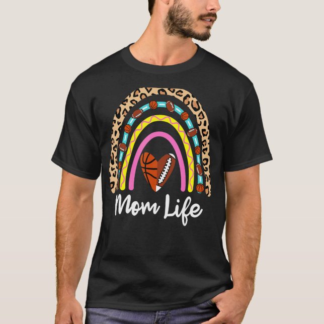 Camiseta Futebol de basquete Mãe Boho Rainbow Futebol Basc (Frente)