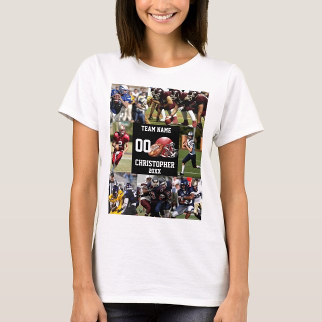 Camiseta Futebol de Colagem de Fotos de Esporte Personaliza (Frente)
