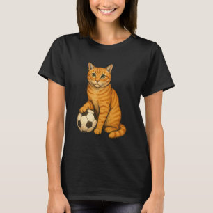 Camiseta Futebol de Gato Laranja Engraçado