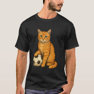 Camiseta Futebol de Gato Laranja Engraçado