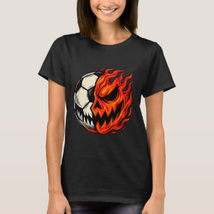 Camiseta Futebol de Halloween Ll Abóbora Chama Rosto Assust