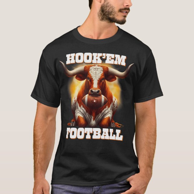 Camiseta Futebol De Hook No Estado Do Texas Com Cabelo E Co (Frente)