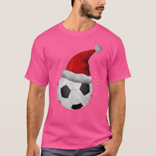Camiseta Futebol de Natal Ball Santa Hat Engraçado Esporte