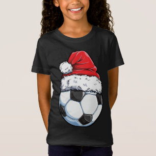 Camiseta Futebol de Natal Ball Santa Hat Engraçado Esporte