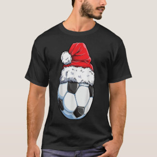 Camiseta Futebol de Natal Ball Santa Hat Engraçado Esporte 
