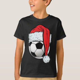 Camiseta Futebol de Natal Ball Santa Hat Engraçado Esporte
