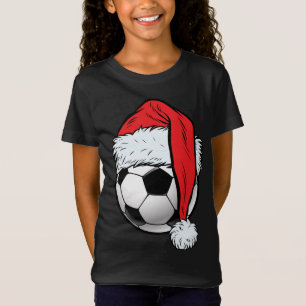 Camiseta Futebol de Natal Ball Santa Hat Engraçado Esporte