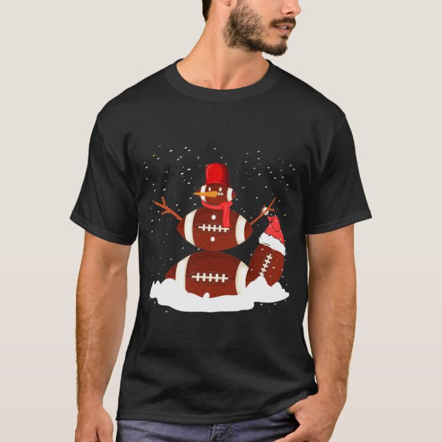Camiseta Futebol de Natal Ball Snowman Papai noel Engraçado (Frente)