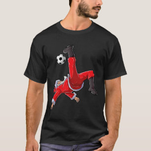 Camiseta Futebol de Natal Papai Noel Engraçado Chute de Bic